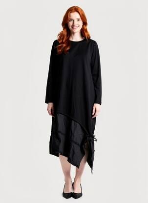 Robe mi-longue manches 3/4 manches 3/4 noir KOZAN femme