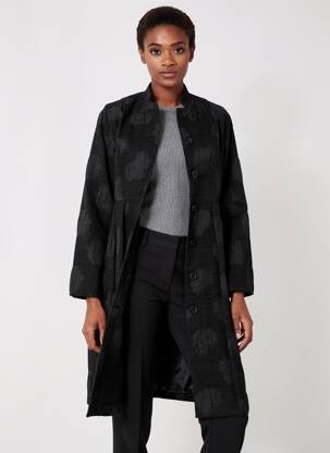 Manteau long coupe cintrée sans capuche noir GERSHON BRAM femme