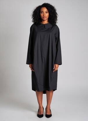 Robe mi-longue manches longues manches longues noir GERSHON BRAM femme