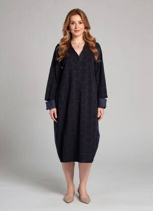 Robe mi-longue manches longues manches longues bleu GERSHON BRAM femme