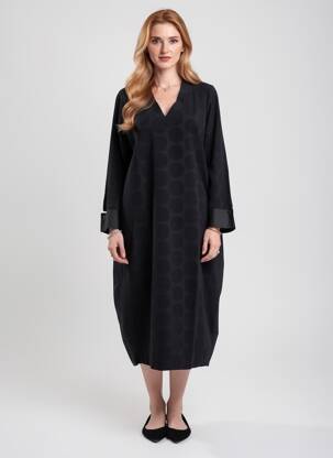 Robe mi-longue manches longues manches longues noir GERSHON BRAM femme