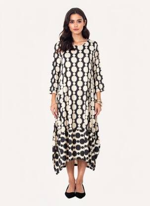 Robe mi-longue manches 3/4 manches 3/4 noir KOZAN femme