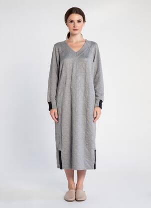 Robe mi-longue manches longues manches longues gris GERSHON BRAM femme