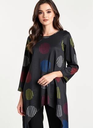 Pull tunique stretch manches 3/4 noir KOZAN femme