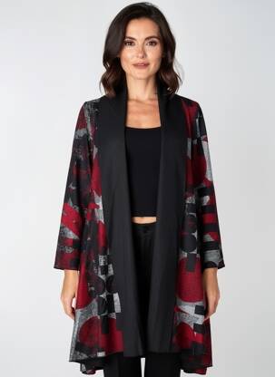 Gilet manches longues col châle rouge KOZAN femme