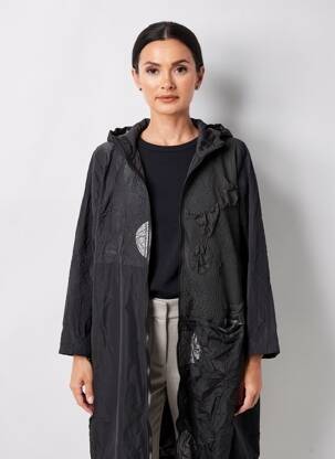 Manteau long coupe cintrée sans capuche noir KOZAN femme
