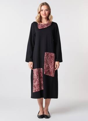 Robe mi-longue manches longues manches longues rouge KOZAN femme