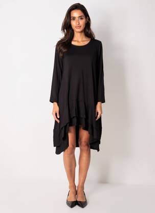 Robe mi-longue manches 3/4 manches 3/4 noir KOZAN femme