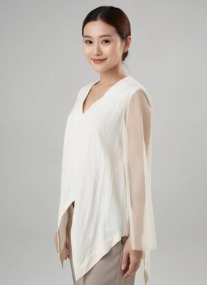 Tunique manches longues col v beige GERSHON BRAM femme