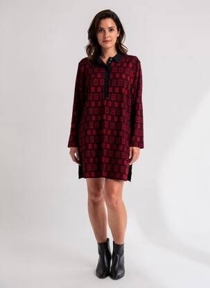 Robe courte manches longues manches longues rouge ALEMBIKA femme