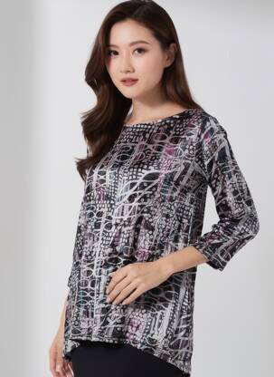 Tunique manches longues col rond gris KOZAN femme