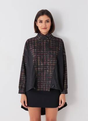 Tunique manches longues coupe asymétrique noir KOZAN femme