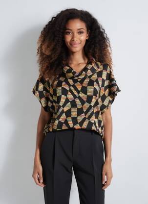 Top stretch manches courtes noir KOZAN femme