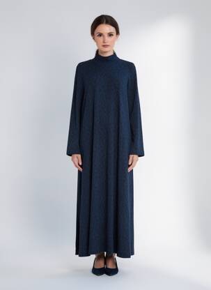 Robe longue manches longues manches longues bleu ALEMBIKA femme