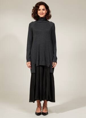 Robe longue manches longues manches longues gris CPC femme
