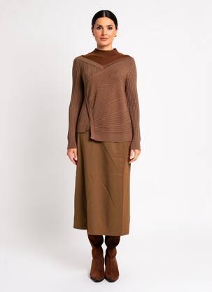 Robe longue manches longues manches longues marron CPC femme