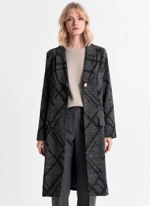 Manteau long coupe cintrée sans capuche gris ELSEWHERE femme