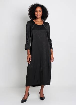 Robe mi-longue manches longues manches longues noir ELSEWHERE femme