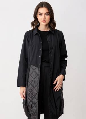 Manteau long coupe cintrée sans capuche noir URBAN BY ALEMBIKA femme