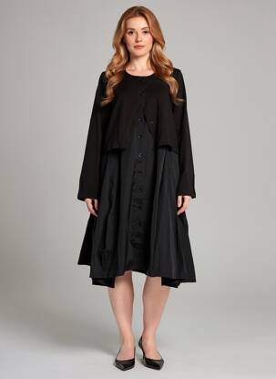 Robe mi-longue manches longues manches longues noir URBAN BY ALEMBIKA femme