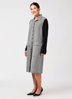 Robe mi-longue imprimé fleurs manches longues gris ALEMBIKA femme