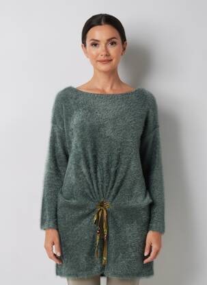 Pull tunique col rond manches longues vert ALEMBIKA femme