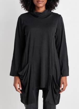 Pull tunique tissage chiné manches longues gris URBAN BY ALEMBIKA femme