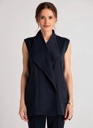 Gilet sans manche tissage matelassé bleu ALEMBIKA femme