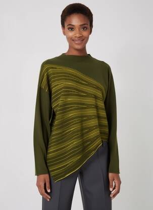Pull stretch manches longues vert CPC femme