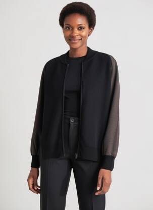 Gilet manches longues col rond noir CPC femme