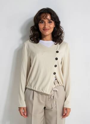 Gilet manches longues resserrée sur le bas beige ELSEWHERE femme