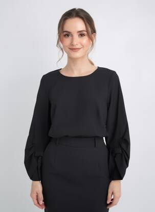 Top imprimé fantaisie manches 3/4 noir ELSEWHERE femme