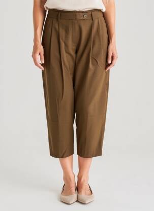 Pantalon 7/8 taille haute taille haute marron CPC femme