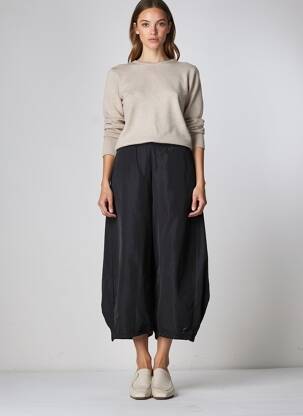 Pantacourt taille haute taille haute noir KOZAN femme