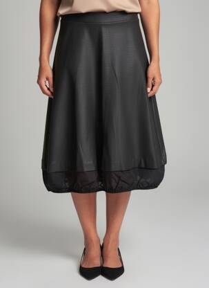 Jupe longue coupe évasée noir KOZAN femme