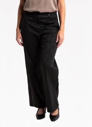 Pantalon droit tissage popeline taille normale noir ELSEWHERE femme
