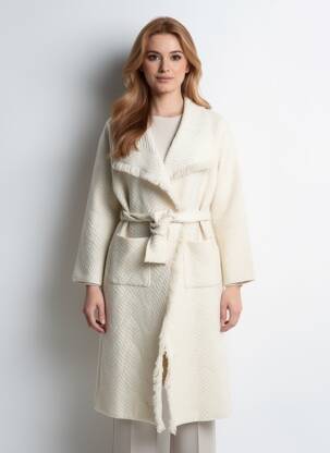 Manteau long coupe cintrée sans capuche beige CATNOIR femme