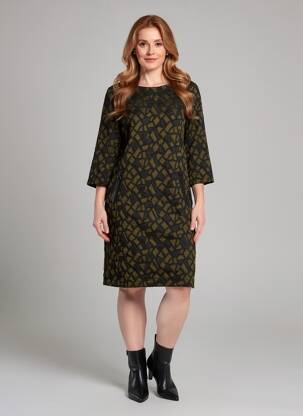 Robe mi-longue manches longues manches longues vert JOSEPH RIBKOFF femme