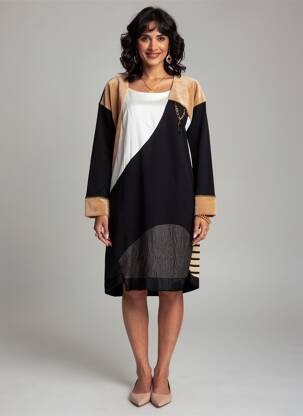 Robe mi-longue manches longues manches longues noir ELISA CAVALETTI femme