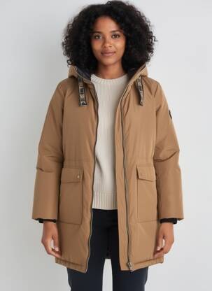 Doudoune manches longues a capuche marron STREET ONE femme