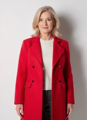 Manteau long coupe cintrée sans capuche rouge C.MISSARO femme