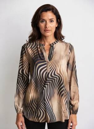 Tunique manches longues imprimé fantaisie marron TUZZI femme