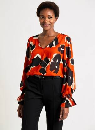 Blouse manches longues manches longues orange JOSEPH RIBKOFF femme