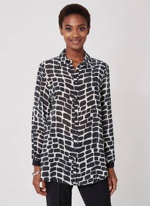 Tunique manches longues imprimé fantaisie noir TUZZI femme