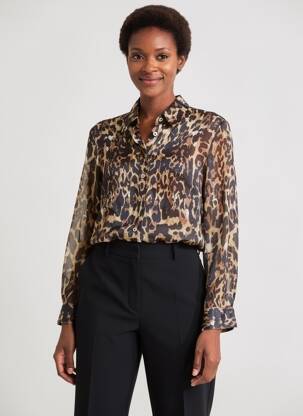 Chemisier coupe fluide manches longues marron FUEGO WOMAN femme