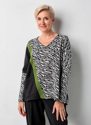 Pull coupe droite manches longues noir FRANCK ANNA femme