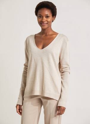 Pull tissage chiné manches longues beige LOLA ESPELETA femme