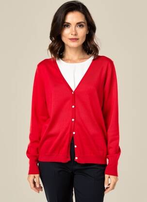 Gilet manches longues resserrée sur le bas rouge ÉTYMOLOGIE femme