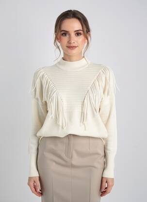 Pull coupe cintrée manches longues beige MAUD & SACHA femme