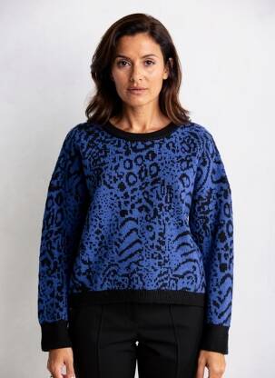 Pull stretch manches longues bleu EVA KAYAN femme